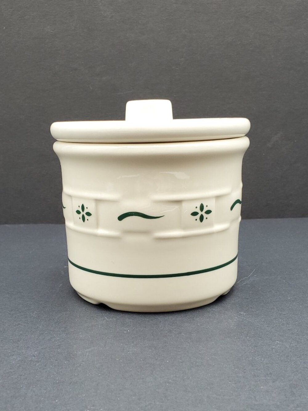 Longaberger Woven Traditions Heritage Green 1 Pint Salt Crock with Knob Lid